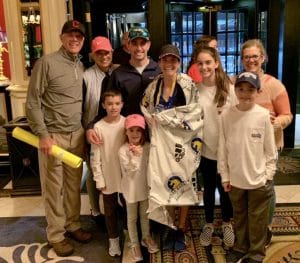 Kristin Partenza with her family after running the 2019 Boston Marathon.