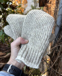 gray smart wool mittens